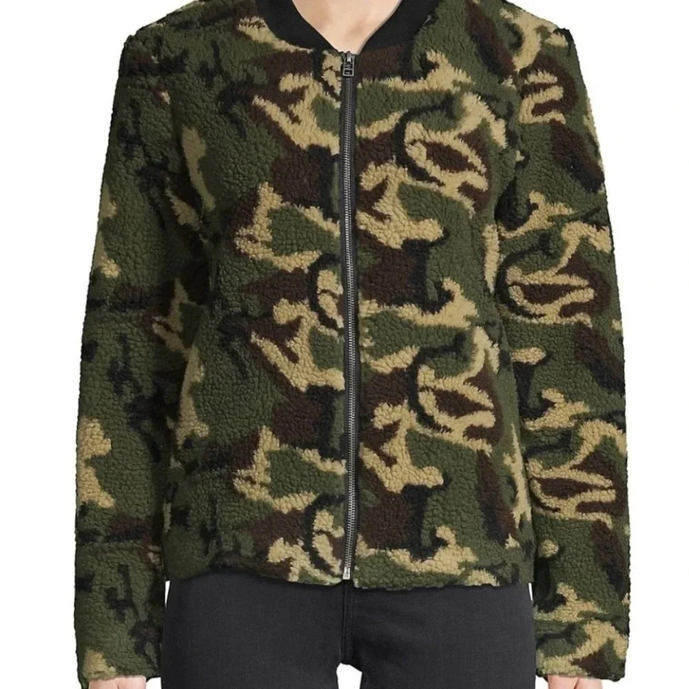 SANCTUARY| TEDDY BEAR CAMO ZIP FLEECE JACKET